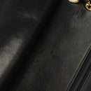CHANEL Matelasse 25 Double Flap Chain Bag Lamb Skin Gold Black CC Auth 187193SAV-8