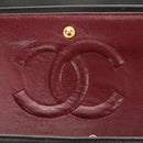 CHANEL Matelasse 25 Double Flap Chain Bag Lamb Skin Gold Black CC Auth 187193SAV-10