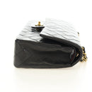 CHANEL Matelasse 25 Double Flap Chain Bag Lamb Skin Gold Black CC Auth 187193SAV-4