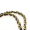 CHANEL Matelasse 25 Double Flap Chain Bag Lamb Skin Gold Black CC Auth 187193SAV-14