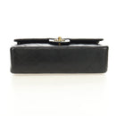 CHANEL Matelasse 25 Double Flap Chain Bag Lamb Skin Gold Black CC Auth 187193SAV-5