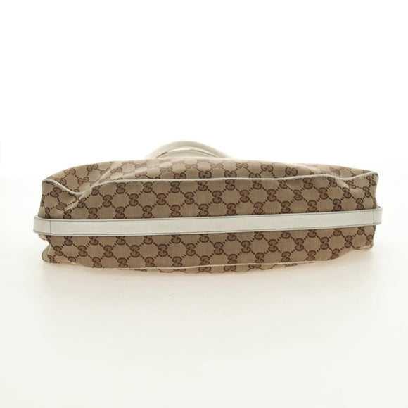 GUCCI GG Canvas Web Sherry Line Tote Bag Beige Silver Red 232971 Auth 187200SAV