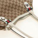 GUCCI GG Canvas Web Sherry Line Tote Bag Beige Silver Red 232971 Auth 187200SAV-14