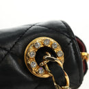CHANEL Chain Matelasse Shoulder Bag Lamb Skin Black Gold CC Auth 187203SAV-9