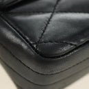 CHANEL Chain Matelasse Shoulder Bag Lamb Skin Black Gold CC Auth 187203SAV-15