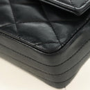 CHANEL Chain Matelasse Shoulder Bag Lamb Skin Black Gold CC Auth 187203SAV-16