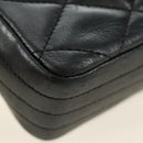 CHANEL Chain Matelasse Shoulder Bag Lamb Skin Black Gold CC Auth 187203SAV-17