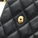 CHANEL Chain Matelasse Shoulder Bag Lamb Skin Black Gold CC Auth 187203SAV-10