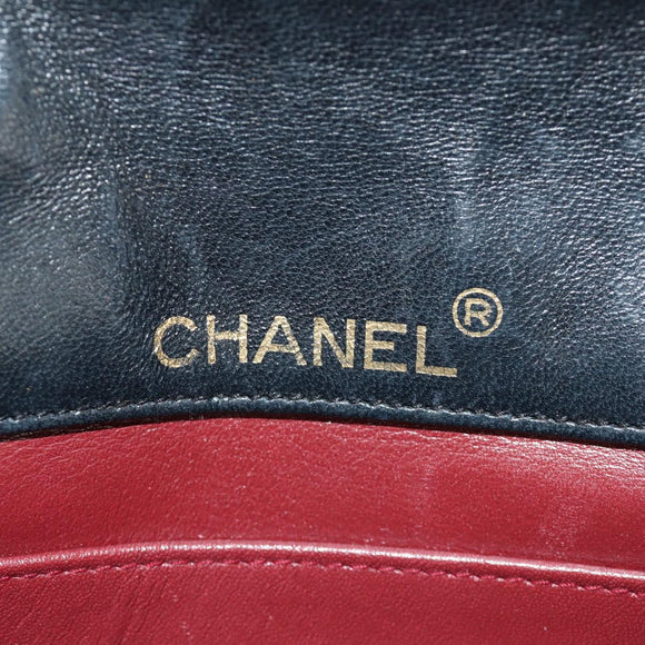 CHANEL Chain Matelasse Shoulder Bag Lamb Skin Black Gold CC Auth 187203SAV