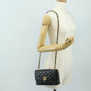 CHANEL Chain Matelasse Shoulder Bag Lamb Skin Black Gold CC Auth 187203SAV-27