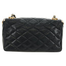 CHANEL Chain Matelasse Shoulder Bag Lamb Skin Black Gold CC Auth 187203SAV-2
