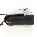 CHANEL Chain Matelasse Shoulder Bag Lamb Skin Black Gold CC Auth 187203SAV-3