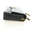 CHANEL Chain Matelasse Shoulder Bag Lamb Skin Black Gold CC Auth 187203SAV-4