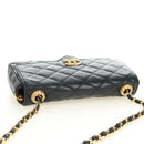 CHANEL Chain Matelasse Shoulder Bag Lamb Skin Black Gold CC Auth 187203SAV-6