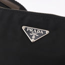 PRADA Shoulder Bag Nylon Silver Black Auth 187204A-14