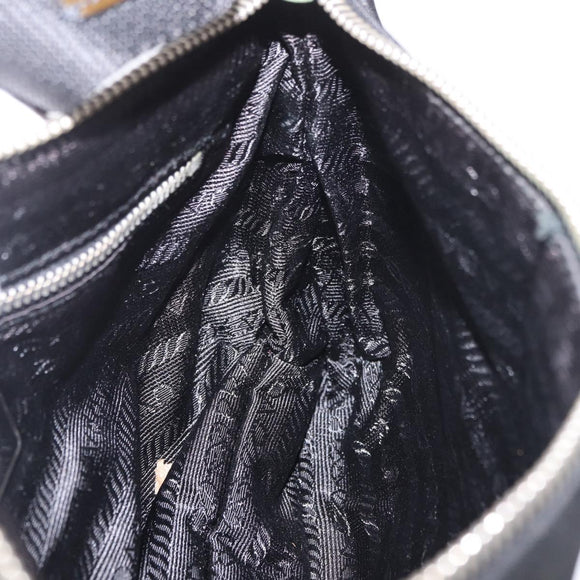 PRADA Shoulder Bag Nylon Silver Black Auth 187204A
