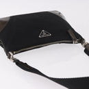 PRADA Shoulder Bag Nylon Silver Black Auth 187204A-6