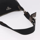 PRADA Shoulder Bag Nylon Silver Black Auth 187204A-7