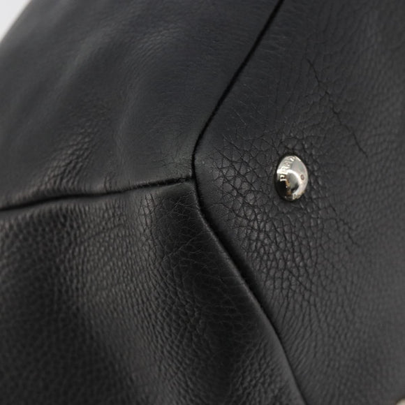 PRADA Tote Bag Leather Black Silver Auth 187205A