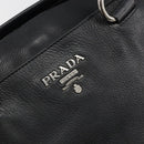 PRADA Tote Bag Leather Black Silver Auth 187205A-14