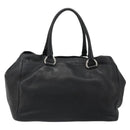 PRADA Tote Bag Leather Black Silver Auth 187205A-3