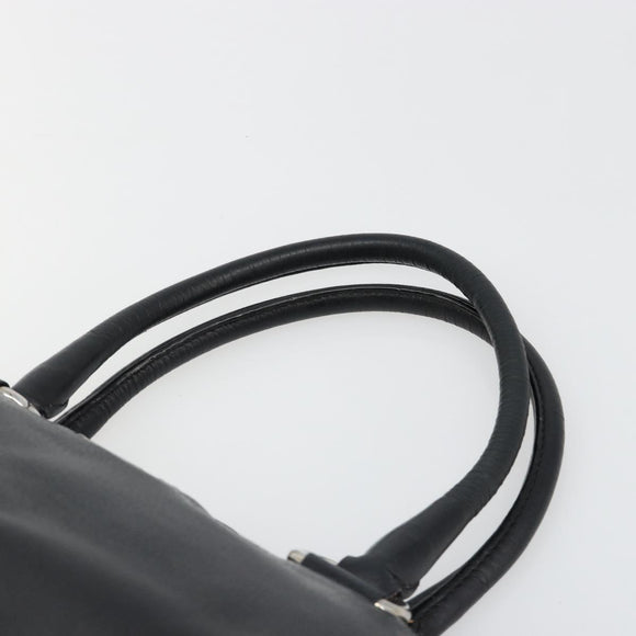 PRADA Tote Bag Leather Black Silver Auth 187205A