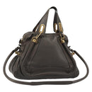 Chloe Paraty Hand Bag Leather 2way Brown Gold Auth 187206A-1