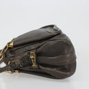 Chloe Paraty Hand Bag Leather 2way Brown Gold Auth 187206A-4