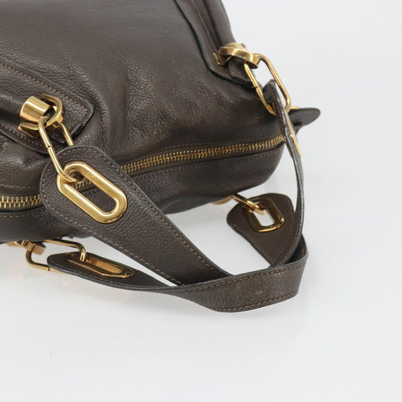 Chloe Paraty Hand Bag Leather 2way Brown Gold Auth 187206A