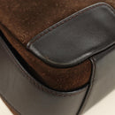 LOEWE Anagram Shoulder Bag Suede Leather Brown Silver Auth 187211SAV-17