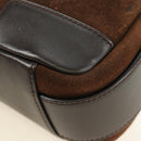 LOEWE Anagram Shoulder Bag Suede Leather Brown Silver Auth 187211SAV-18