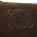 LOEWE Anagram Shoulder Bag Suede Leather Brown Silver Auth 187211SAV-19