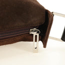 LOEWE Anagram Shoulder Bag Suede Leather Brown Silver Auth 187211SAV-20