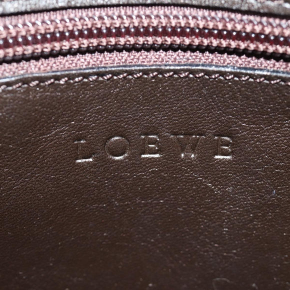 LOEWE Anagram Shoulder Bag Suede Leather Brown Silver Auth 187211SAV