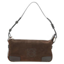 LOEWE Anagram Shoulder Bag Suede Leather Brown Silver Auth 187211SAV-13