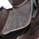 LOEWE Anagram Shoulder Bag Suede Leather Brown Silver Auth 187211SAV-10
