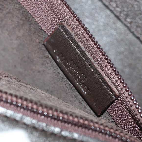 LOEWE Anagram Shoulder Bag Suede Leather Brown Silver Auth 187211SAV
