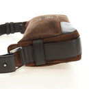 LOEWE Anagram Shoulder Bag Suede Leather Brown Silver Auth 187211SAV-3