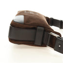 LOEWE Anagram Shoulder Bag Suede Leather Brown Silver Auth 187211SAV-4