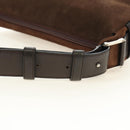 LOEWE Anagram Shoulder Bag Suede Leather Brown Silver Auth 187211SAV-8