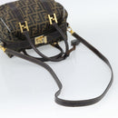 FENDI Zucca Canvas Hand Bag 2way Black Brown Auth 187214-12