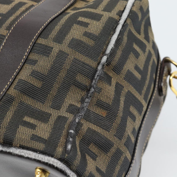 FENDI Zucca Canvas Hand Bag 2way Black Brown Auth 187214
