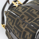 FENDI Zucca Canvas Hand Bag 2way Black Brown Auth 187214-15