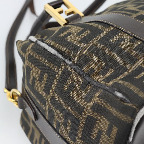 FENDI Zucca Canvas Hand Bag 2way Black Brown Auth 187214