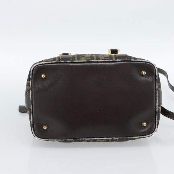 FENDI Zucca Canvas Hand Bag 2way Black Brown Auth 187214