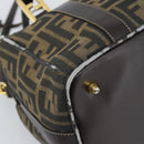 FENDI Zucca Canvas Hand Bag 2way Black Brown Auth 187214-18