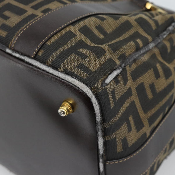 FENDI Zucca Canvas Hand Bag 2way Black Brown Auth 187214