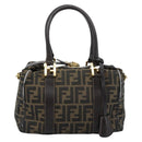 FENDI Zucca Canvas Hand Bag 2way Black Brown Auth 187214-2