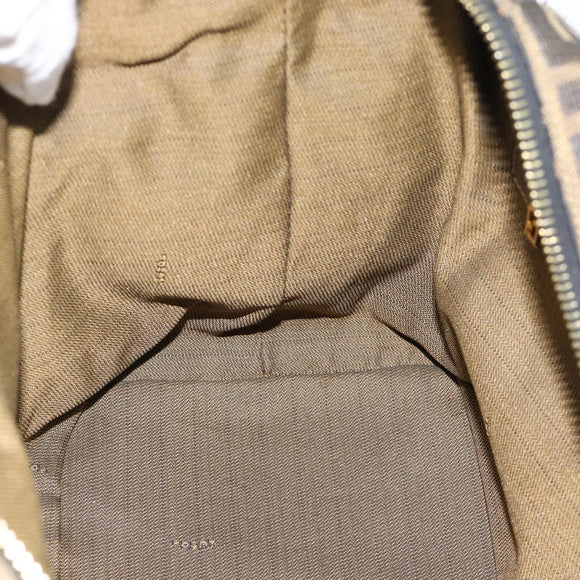 FENDI Zucca Canvas Hand Bag 2way Black Brown Auth 187214