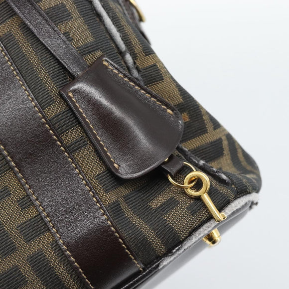 FENDI Zucca Canvas Hand Bag 2way Black Brown Auth 187214